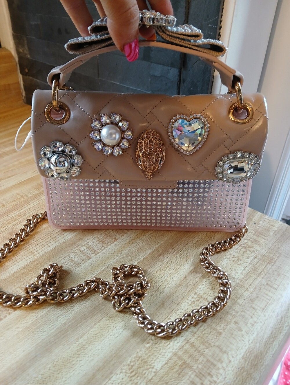 Kurt Geiger NWT Blush Rhinestone Kemsington & Dustbag(Stadium Friendly)